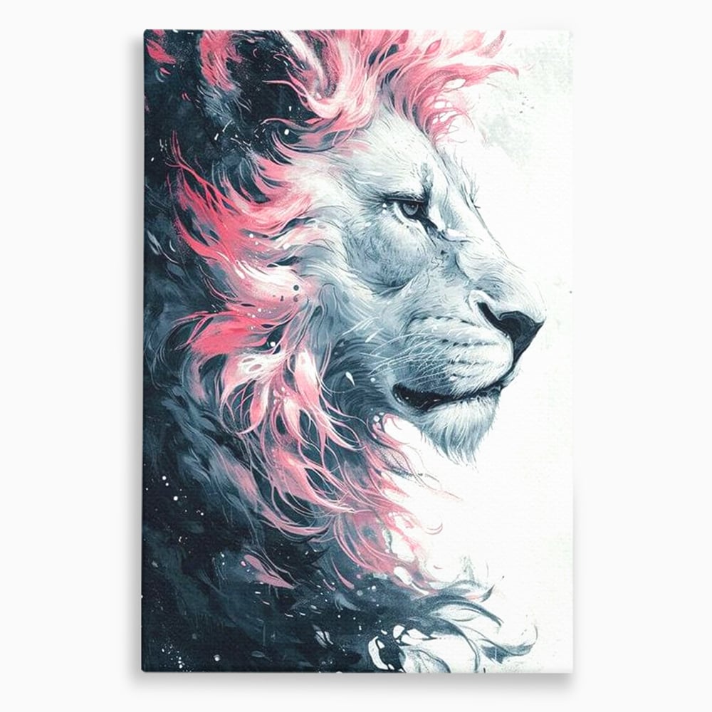 Tablou canvas cu tablou canvas cu leu in profil, fara rama, pe sasiu de lemn